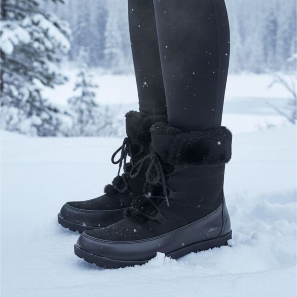 JBU 6 Boots Woman Faux Fur Winter Snow Outdoor Combat Water Resistant Shoe Jambu